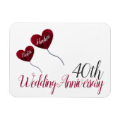 40ste Ruby bruiloft herdenking rode hartballonnen Magneet (Horizontaal)