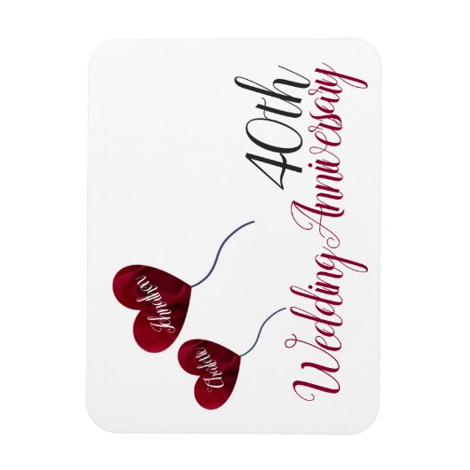 40ste Ruby bruiloft herdenking rode hartballonnen Magneet (Verticaal)