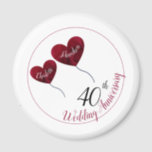 40ste Ruby bruiloft herdenking rode hartballonnen Magneet<br><div class="desc">Gepersonaliseerde 40e bruiloft Jubileum man & vrouw cadeau magneet met roos rode hartballonnen. Ideaal voor paren die hun huwelijksfeest vieren. De naam van de man en vrouw of moeder en vader die veertig jaar vieren,  kan worden aangepast. De kaarten van de gelijke zijn ook beschikbaar in dit ontwerp.</div>