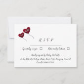 40ste Ruby bruiloft herdenking rode hartballonnen RSVP Kaartje (Achterkant)