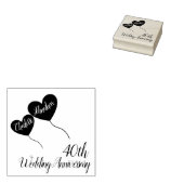 40ste Ruby bruiloft herdenking rode hartballonnen Rubberstempel (Gestempeld)