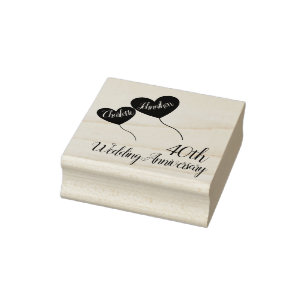 40ste Ruby bruiloft herdenking rode hartballonnen Rubberstempel