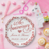 40ste Ruby Huwelijksjubileum Papieren Bordje (Feest)