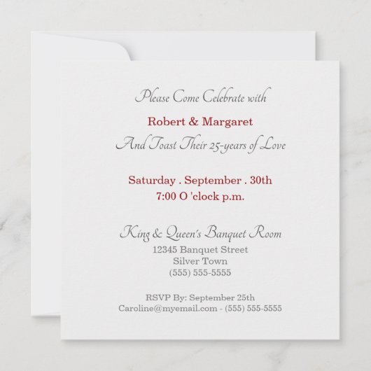 40ste Ruby-jubileum met datum en initialen Kaart (Achterkant)