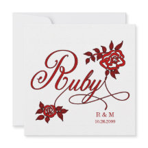 40ste Ruby-jubileum met datum en initialen