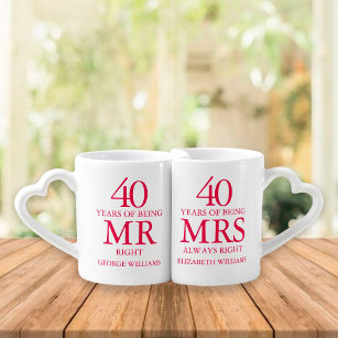 40ste Ruby Wedding Jubileum de heer Mrs Right Loversmokken