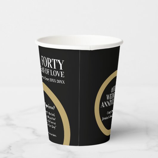 40ste trouwdag robijnen ring leuke weetjes zwart papieren bekers (Rechts)