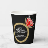 40ste trouwdag robijnen ring leuke weetjes zwart papieren bekers (Voorkant)