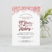 40ste trouwdag rood confetti kaart (Staand voorkant)