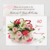 40ste trouwdag.  Rozen en lelies Kaart (Voorkant / Achterkant)