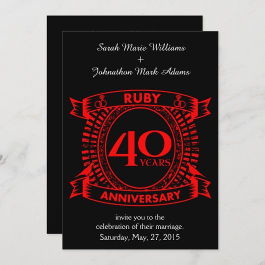 40ste trouwjubileum robijn rand kaart (Voorkant / Achterkant)