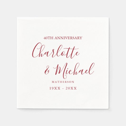 40ste trouwjubileum Robijn Schrift Elegant Servet (Voorkant)