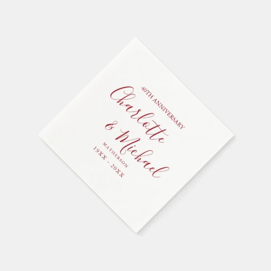 40ste trouwjubileum Robijn Schrift Elegant Servet (Hoek)