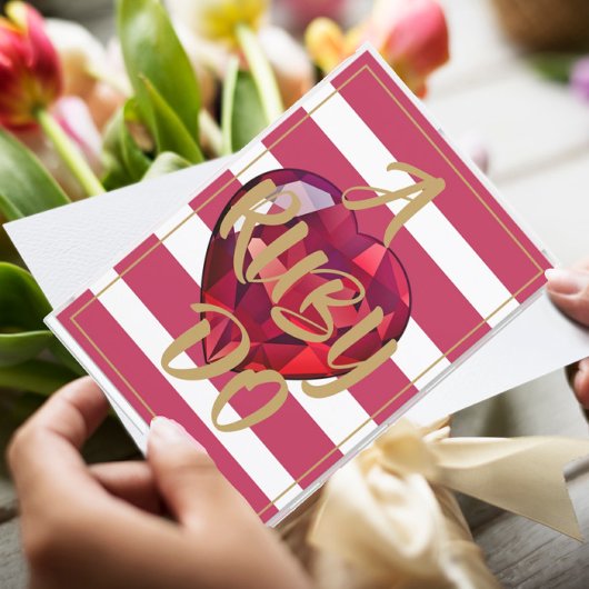 40ste trouwjubileum rode gestreepte elegante kaart