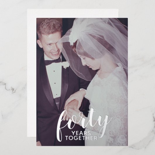 40ste trouwjubileum zilver & foto folie uitnodiging (Voorkant / Achterkant)