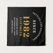 40ste verjaardag 1982 Elegant Zwart Goud Chic Wandkleed (Voorkant (horizontaal))