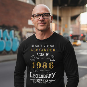 40ste verjaardag 1986 Voeg naam toe Zwart Goud Leg T-shirt