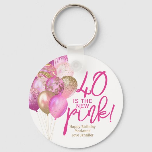 40ste verjaardag 40 is de nieuwe roze sleutelhanger (Voorkant)
