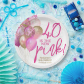 40ste verjaardag 40 is het nieuwe roze feest papieren bordje (Feest)