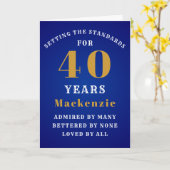 40ste verjaardag 40 jaar oud viering blauw goud kaart (Gele Bloem)