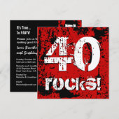 40ste verjaardag 40 Rocks! Grunge Red en Black A07 Kaart (Voorkant / Achterkant)