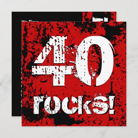 40ste verjaardag 40 Rocks! Grunge Red en Black A07 Kaart (Voorkant / Achterkant)