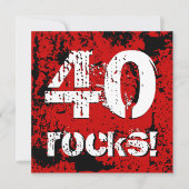 40ste verjaardag 40 Rocks! Grunge Red en Black A07 Kaart (Voorkant)