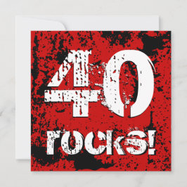 40ste verjaardag 40 Rocks! Grunge Red en Black A07 Kaart