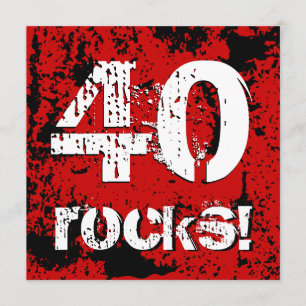 40ste verjaardag 40 Rocks! Grunge Red en Black A07 Kaart