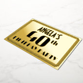 40ste verjaardag: Art Deco Kijk "40" en naam Folie Uitnodiging (Gedraaid)