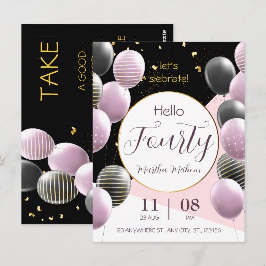 40ste verjaardag. Elegant jarig Briefkaart (Voorkant / Achterkant)