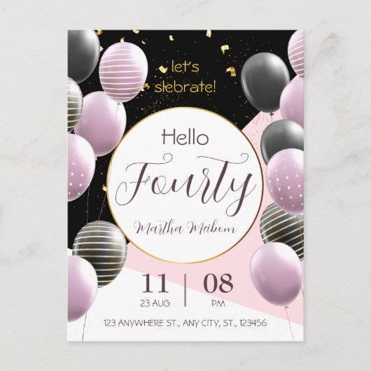 40ste verjaardag. Elegant jarig Briefkaart (Voorkant)