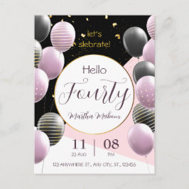 40ste verjaardag. Elegante verjaardag Briefkaart