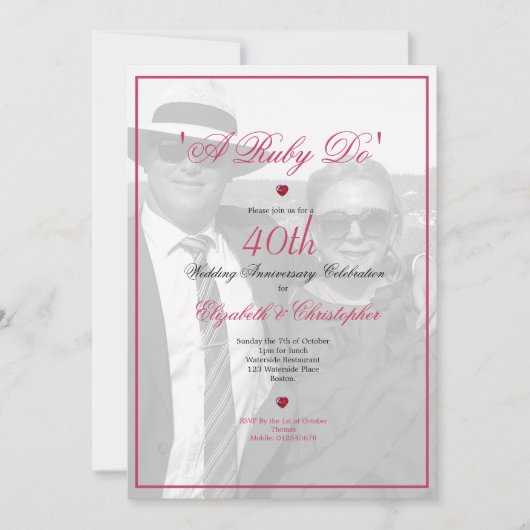 40ste verjaardag Foto Zwart Wit Elegant Kaart (Voorkant)