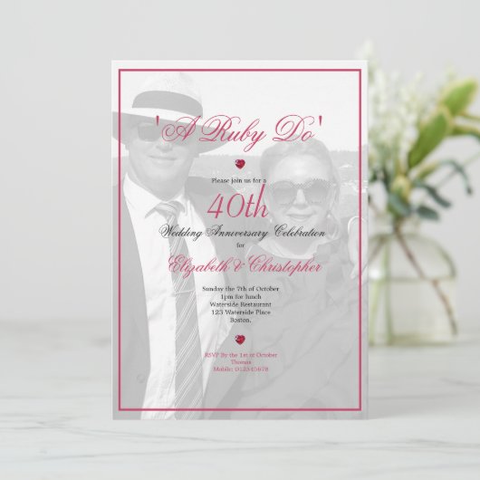 40ste verjaardag Foto Zwart Wit Elegant Kaart (Staand voorkant)