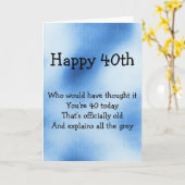 40ste verjaardag Fun Card Kaart (Gele Bloem)