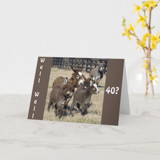 **40ste VERJAARDAG HUMOR VAN EZELS NIET MINDER** Kaart (Gele Bloem)