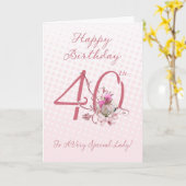 40ste verjaardag Kaart - Roze Rozen - tot een zeer (Gele Bloem)