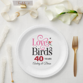 40ste verjaardag Liefdesvogels Persoonlijk Papieren Bordje