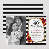 40ste verjaardag met foto - zonnebloemen rozen kaart (Voorkant / Achterkant)