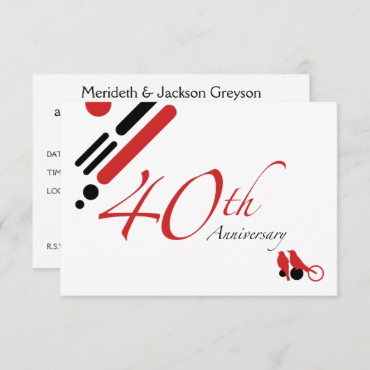 40ste verjaardag (mod vogels) kaart (Voorkant / Achterkant)