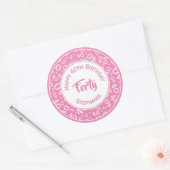 40ste Verjaardag Nummer 40 Patroon Roze en Wit Ronde Sticker (Envelop)