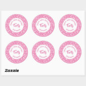 40ste Verjaardag Nummer 40 Patroon Roze en Wit Ronde Sticker (Vel)
