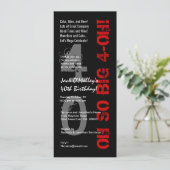 40ste verjaardag Oh zo groot 4 Oh rood zwart, W148 Kaart (Staand voorkant)