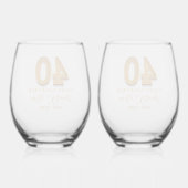 40ste verjaardag Persoonlijk Wijnglas Zonder Voet (Achterkant)