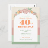 40ste verjaardag retro Invitation Briefkaart (Voorkant / Achterkant)