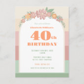 40ste verjaardag retro Invitation Briefkaart (Voorkant)