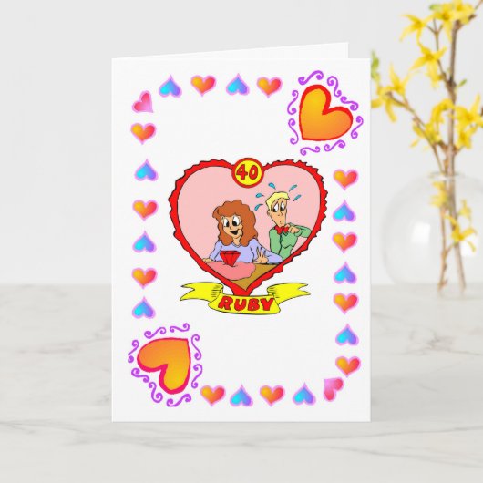 40ste verjaardag - Robijn Kaart (Gele Bloem)