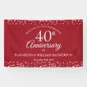 40ste verjaardag Robijnliefde Hartjes Confetti Wel Spandoek (Horizontaal)