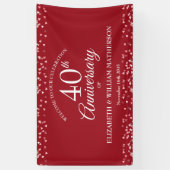 40ste verjaardag Robijnliefde Hartjes Confetti Wel Spandoek (Verticaal)